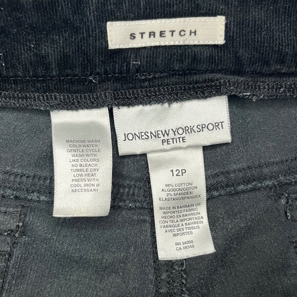 Jones New York Corduroy Pants Size 12P Black Bootcut Stretch Classic Fall Winter - Picture 3 of 14